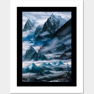 Misty Mountains in Winter Posters and Art